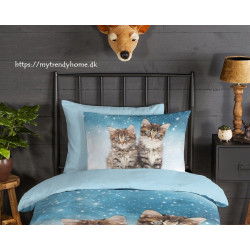 Flonel sengesæt Family med lille katte fra MyTrendyHome.dk