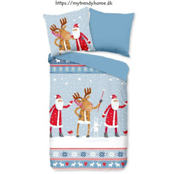 Flonel Børnesenget Santa med Julemand og Rudolf fra MyTrendyHome.dk