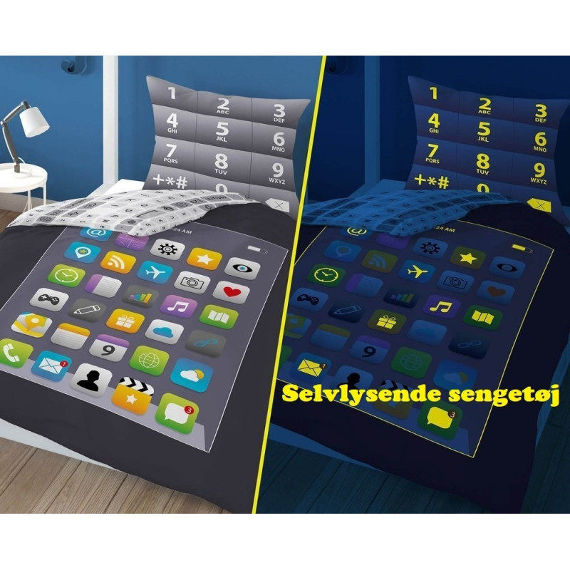 Selvlysende sengetøj Tablet Sort fra MytrendyHome.dk