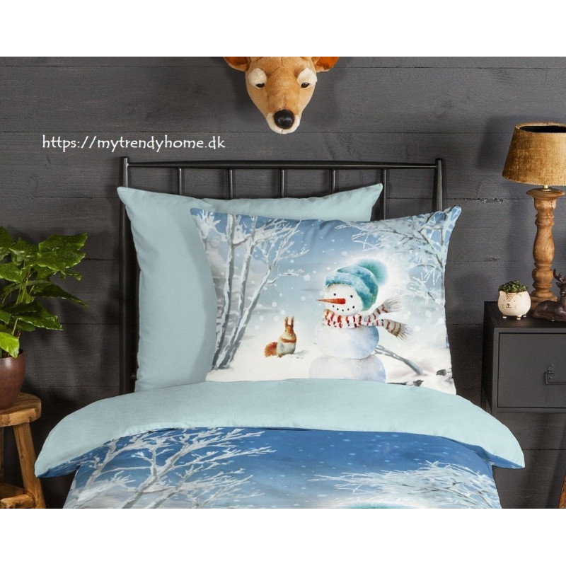 Flonel sengesæt Cold med snemand i 100% bomuld fra MyTrendyHome.dk
