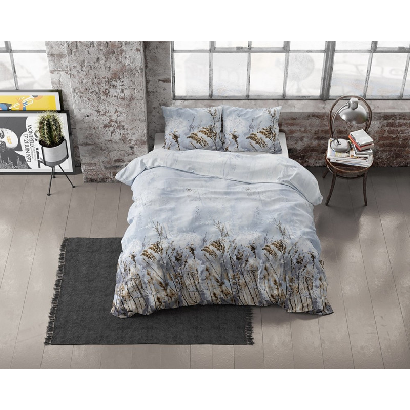 Flonel sengesæt Janine Grey med blomster mønster fra MytrendyHome.dk