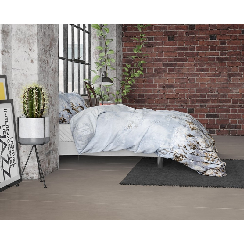 Flonel sengesæt Janine Grey med blomster mønster fra MytrendyHome.dk