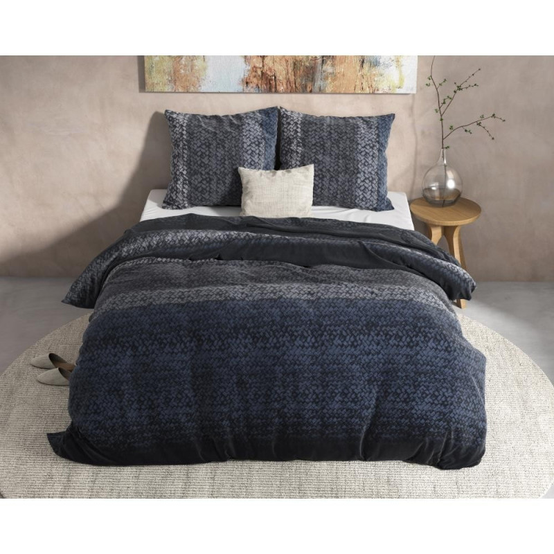 Flonel sengesæt Gradient Knits Blue fra MytrendyHome.dk