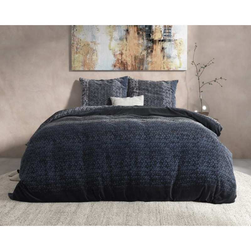 Flonel sengesæt Gradient Knits Blue fra MytrendyHome.dk