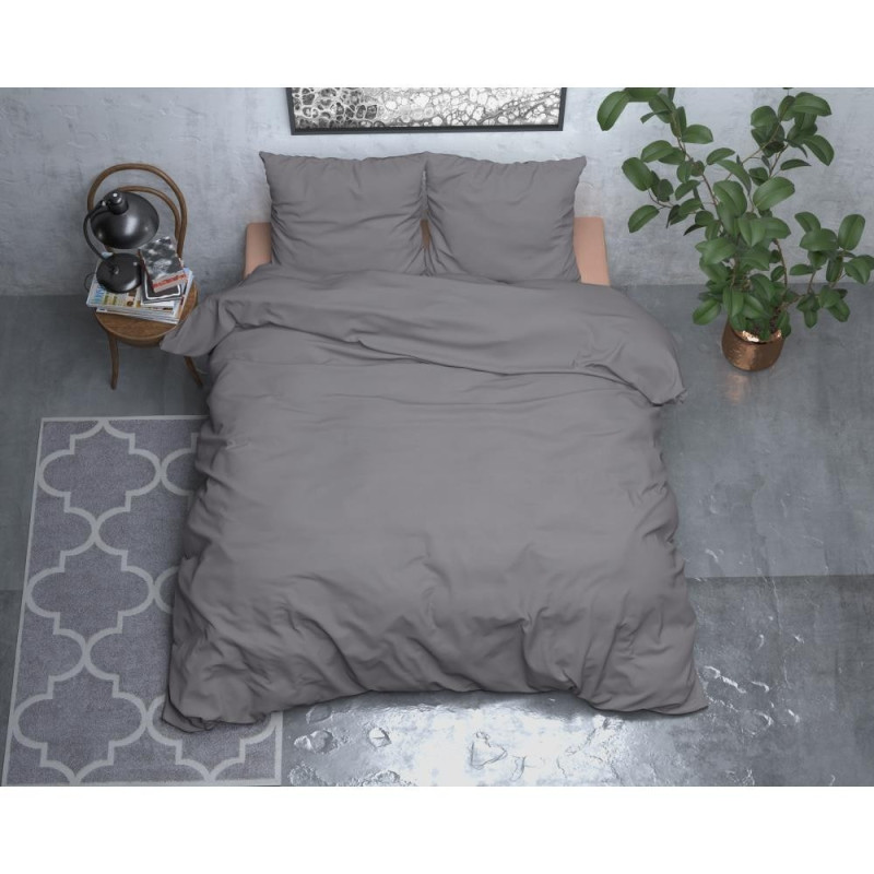 Flonel sengesæt Uni Grey fra MyTrendyHome.dk