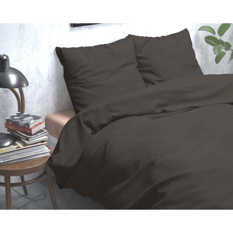 Flonel sengesæt Uni Anthracit fra MyTrendyHome.dk