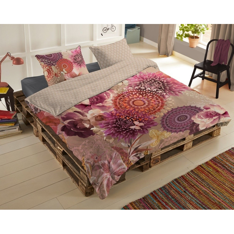 Bomuldssatin sengetøj Espen med fugl og mandala fra MyTrendyHome.dk