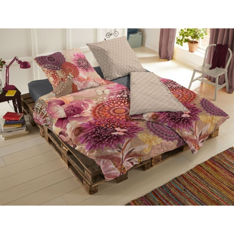 Bomuldssatin sengetøj Espen med fugl og mandala fra MyTrendyHome.dk