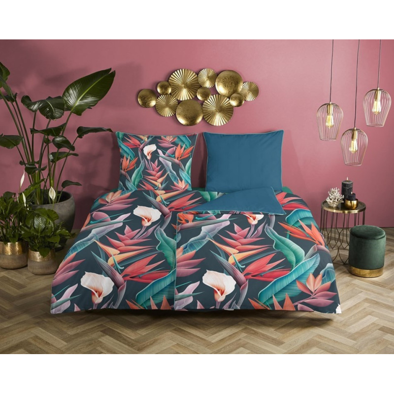 Bomuldssatin sengetøj Chloe med eksotiske blomster - MyTrendyHome.dk