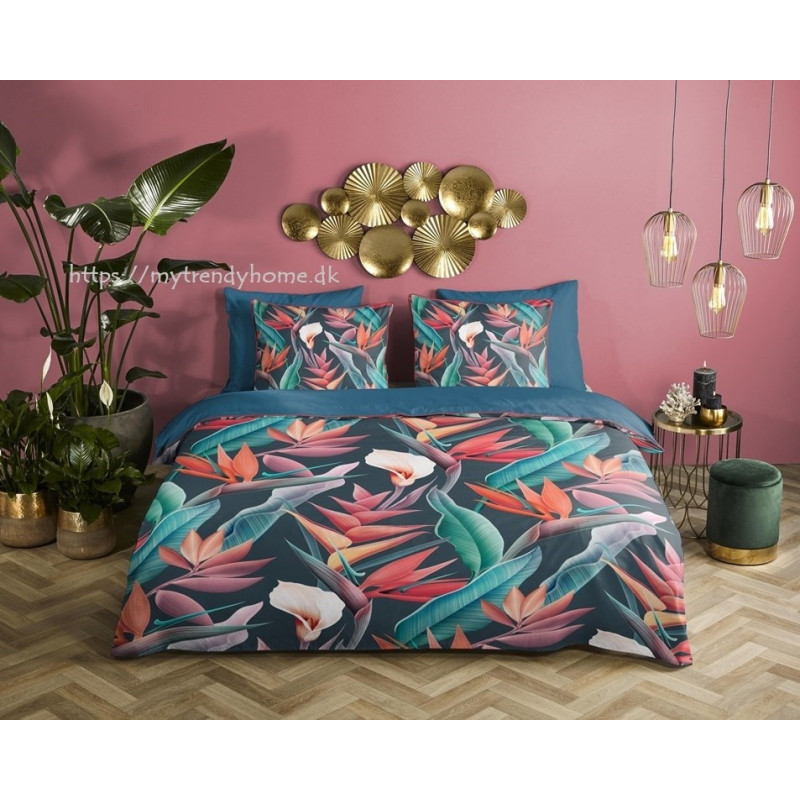 Bomuldssatin sengetøj Chloe med eksotiske blomster - MyTrendyHome.dk