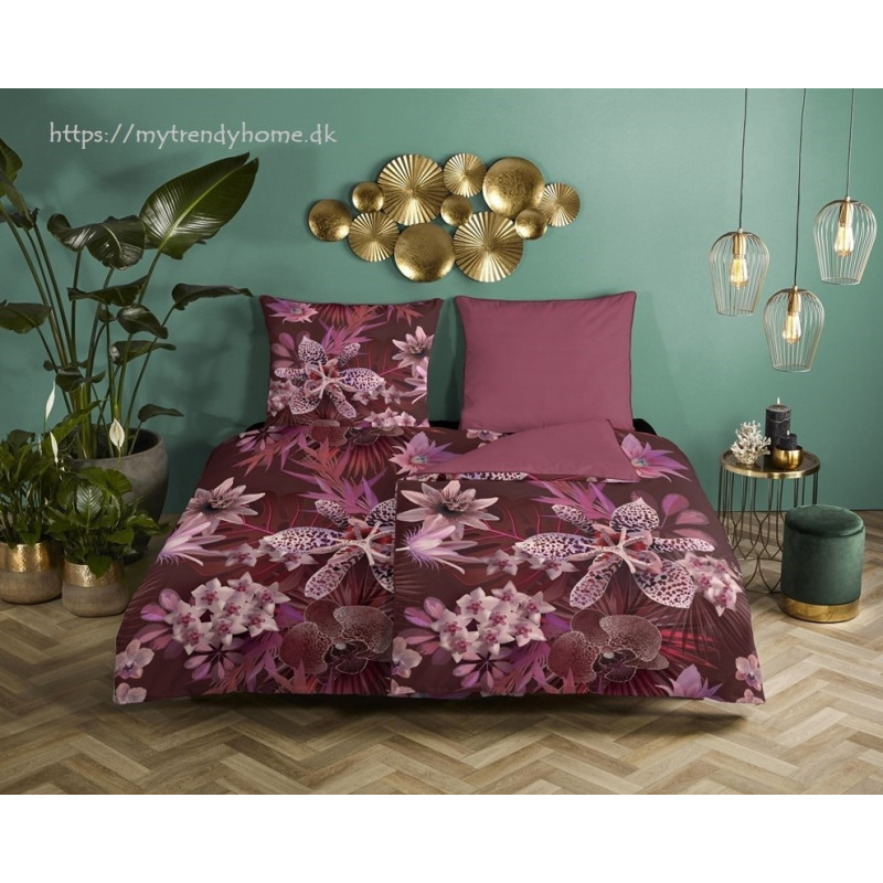 Bomuldssatin sengetøj Farze med eksotiske blomster - MyTrendyHome.dk