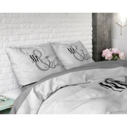 Sengesæt Mr and Mrs Marble Grey i ren bomuld fra MyTrendyHome.dk