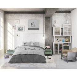 Sengesæt Mr and Mrs Marble Anthracite i ren bomuld fra MyTrendyHome.dk