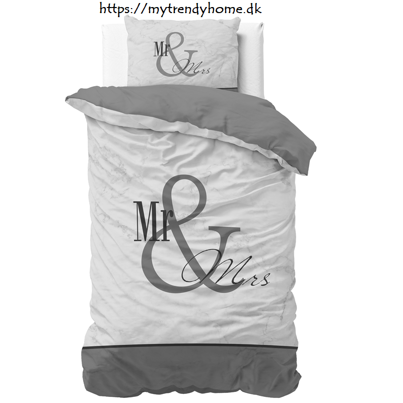 Sengesæt Mr and Mrs Marble Anthracite i ren bomuld fra MyTrendyHome.dk