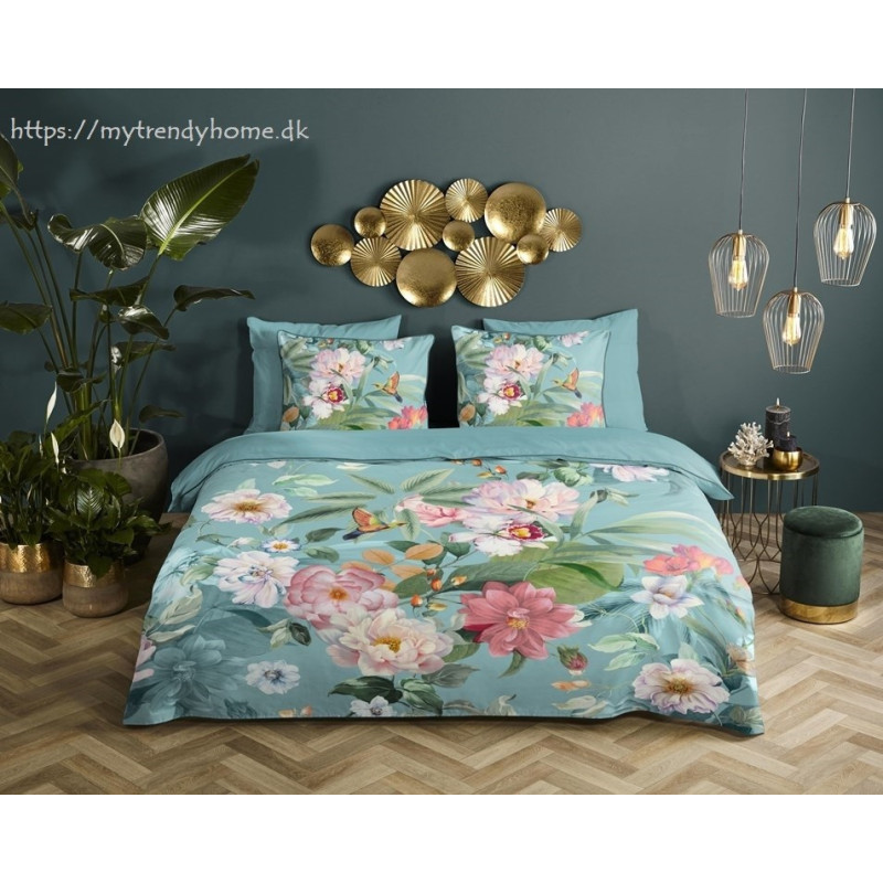 Bomuldssatin sengetøj Fungi med eksotiske blomster - MyTrendyHome.dk
