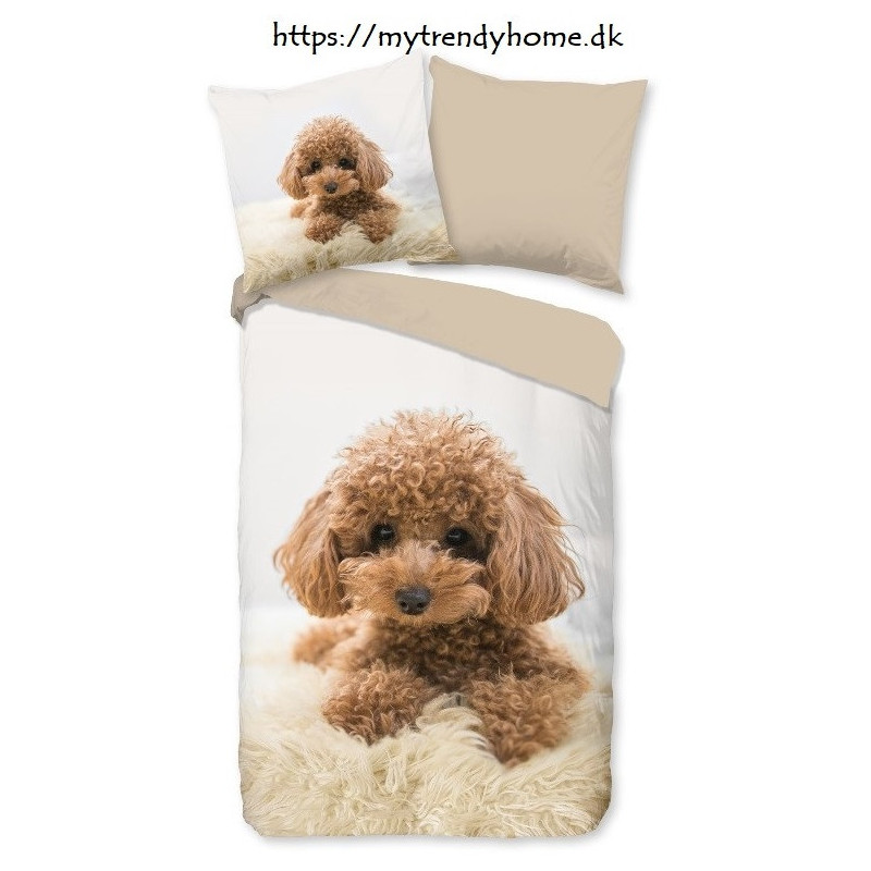 Børnesengetøj Cute i 100% bomuld med 3D sød hvalp fra MyTrendyHome.dk