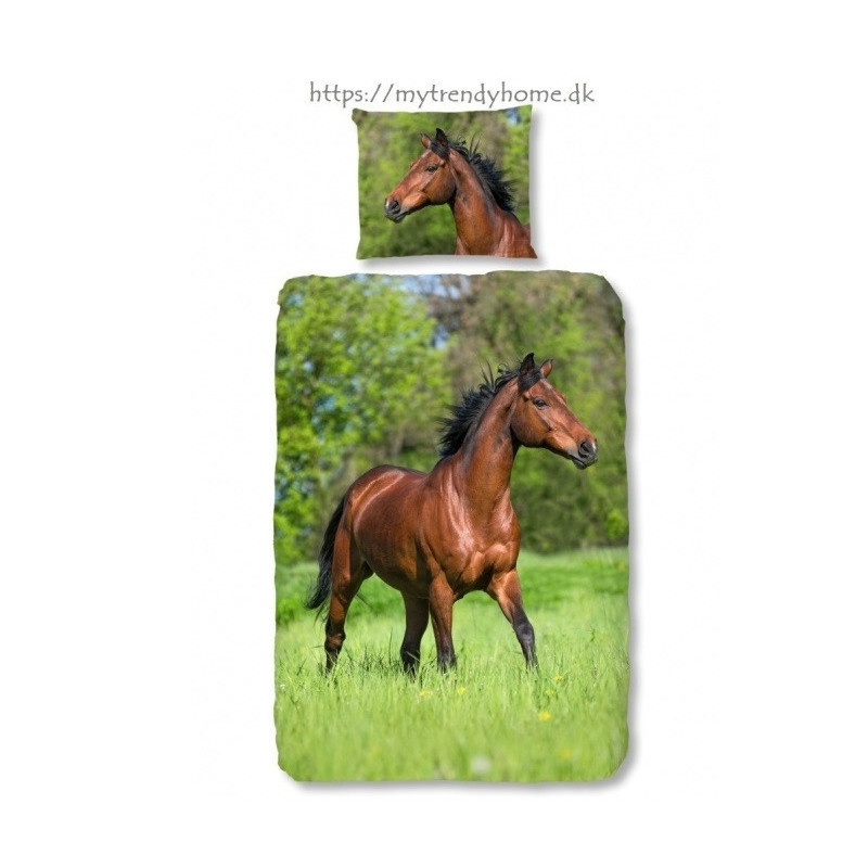 Sengesæt Running Horse med galopperender brun hest fra MyTrendyhome.dk
