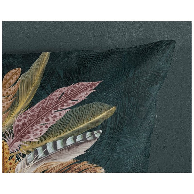 Sengesæt Soft Feather Dark Green med fjer i ren bomuld fra MyTrendyHome.dk