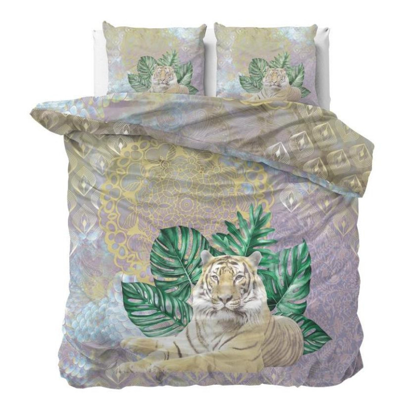 Sengesæt Kenza Green med mandala ornament og tiger fra MyTrendyHome.dk