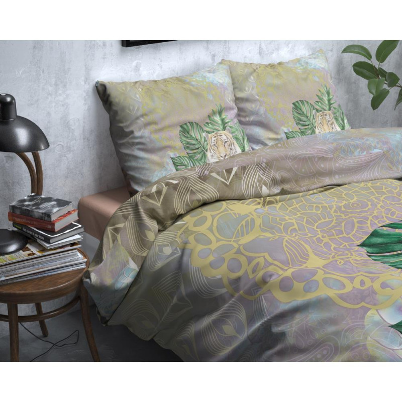Sengesæt Kenza Green med mandala ornament og tiger fra MyTrendyHome.dk
