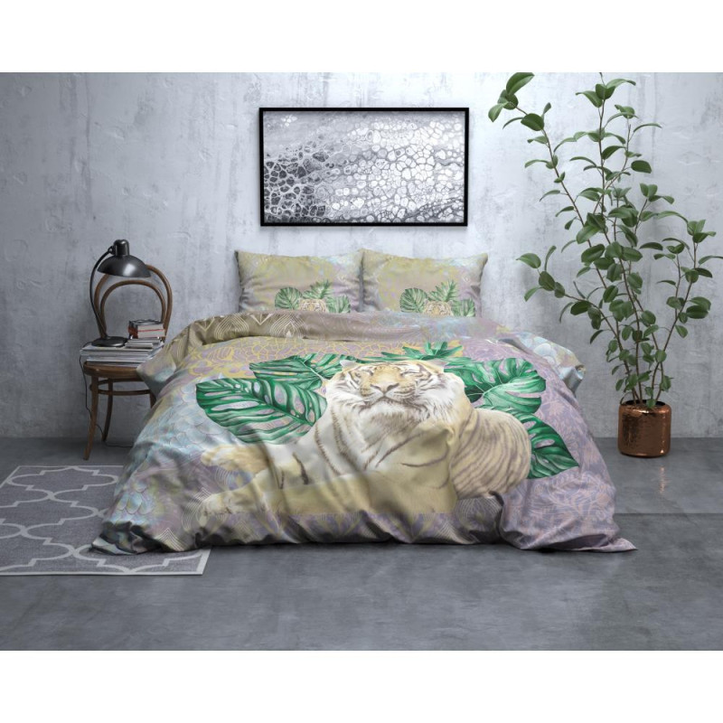 Sengesæt Kenza Green med mandala ornament og tiger fra MyTrendyHome.dk