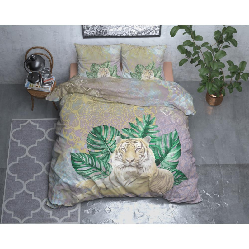 Sengesæt Kenza Green med mandala ornament og tiger fra MyTrendyHome.dk