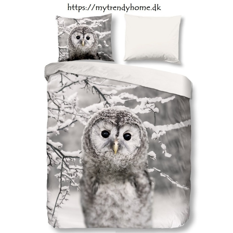 Flonel sengesæt Snow Owl med Sneugle 100% bomuld fra MyTrendyHome.dk