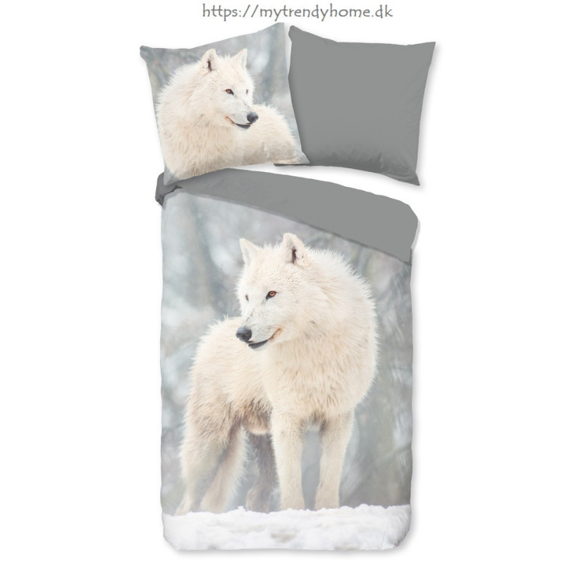 Flonel sengesæt Snow Wolf med 3D ulv i 100% bomuld fra MyTrendyHome.dk