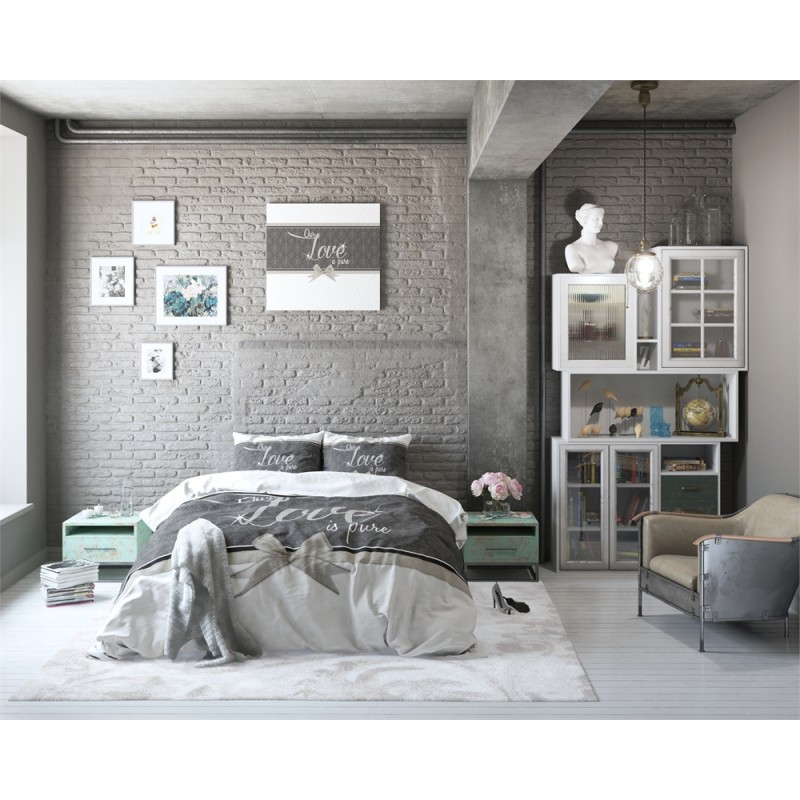 Sengesæt Pure Love White med Sløjfe og  Love på fra MyTrendyHome.dk