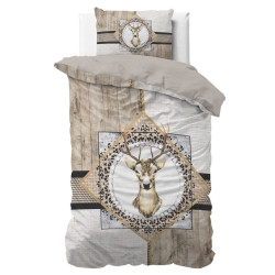 Sengesæt Wood Deer Taupe med hjorte i 100% bomuld fra MyTrendyHome.dk
