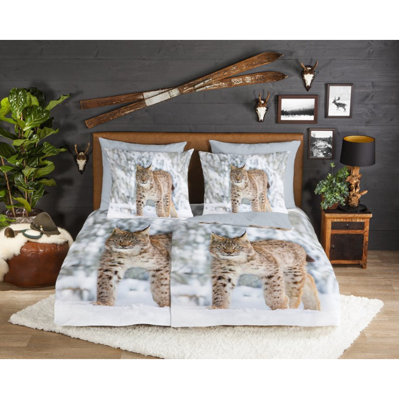 Flonel Sengesæt Los med vildkat fra MytrendyHome.dk