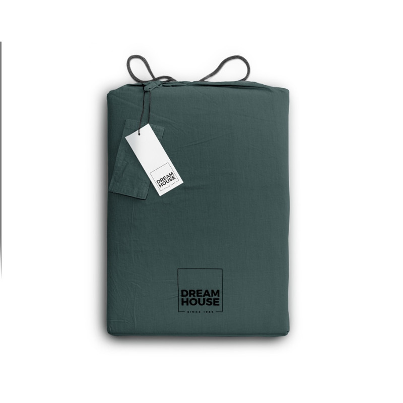 Sengesæt Stone washed Dark Green i 100% bomuld fra MyTrendyHome.dk