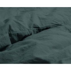 Sengesæt Stone washed Dark Green i 100% bomuld fra MyTrendyHome.dk