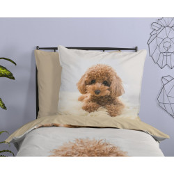 Børnesengetøj Cute i 100% bomuld med 3D sød hvalp fra MyTrendyHome.dk