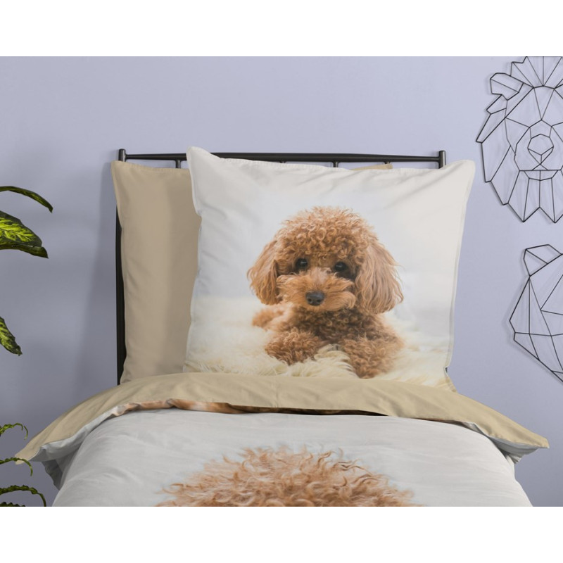 Børnesengetøj Cute i 100% bomuld med 3D sød hvalp fra MyTrendyHome.dk