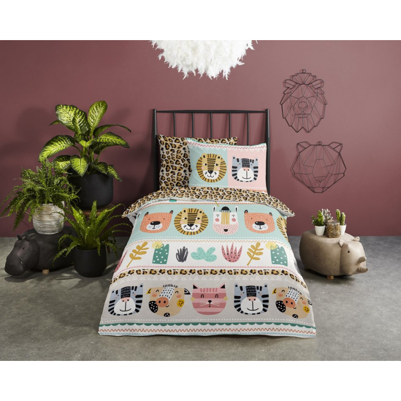 Børnesengetøj Friends i bomuld med  sjove dyr fra MyTrendyHome.dk