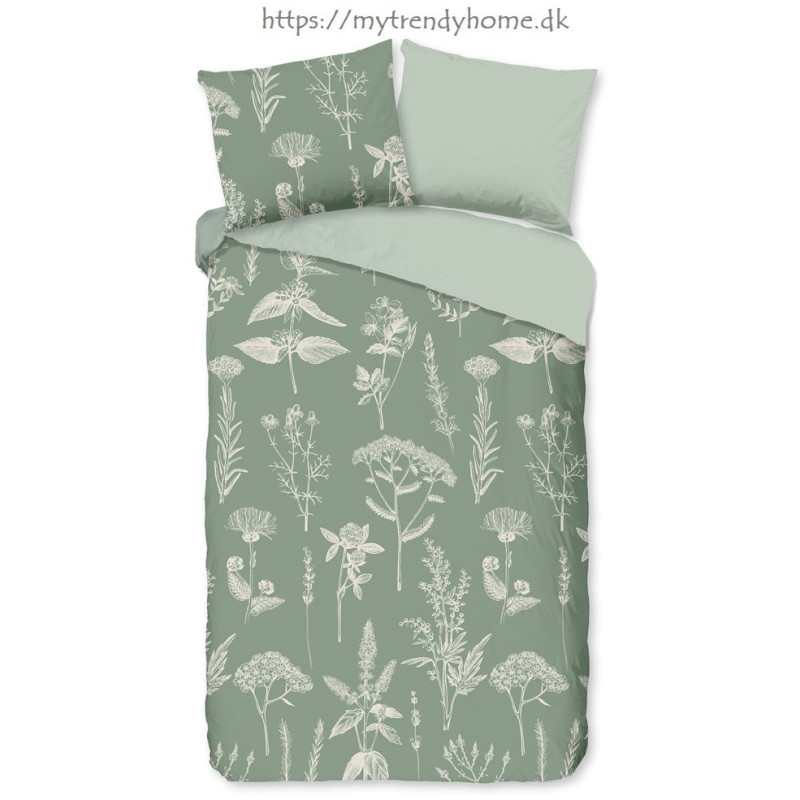 Flonel sengesæt Herbs Green i 100% bomuld fra MyTrendyHome.dk