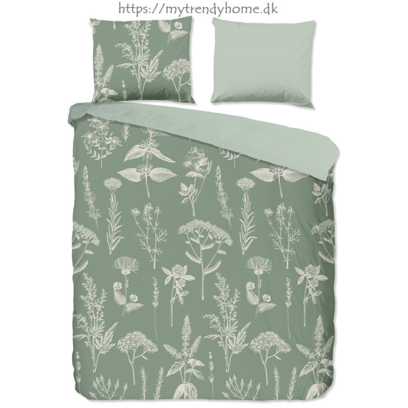 Flonel sengesæt Herbs Green i 100% bomuld fra MyTrendyHome.dk