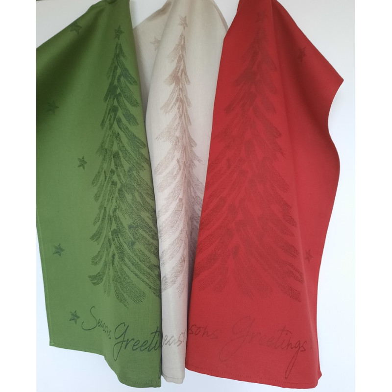 Juleviskestykker GREETINGS bomuld/hør med Juletræ  fra MyTrendyHome.dk