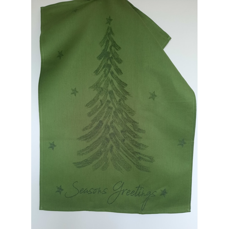 Juleviskestykker GREETINGS bomuld/hør med Juletræ  fra MyTrendyHome.dk