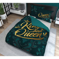 Sengesæt King & Queen Grøn med romantisk ornament fra MyTrendyHome.dk