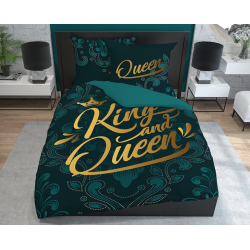 Sengesæt King & Queen Grøn med romantisk ornament fra MyTrendyHome.dk