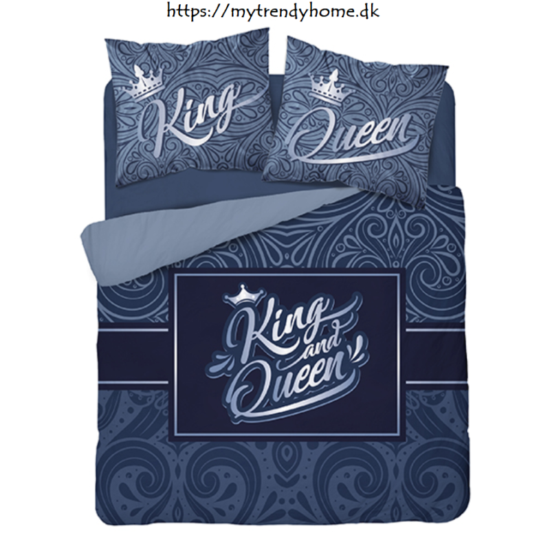 Sengesæt King & Queen Blå med romantisk ornament fra MyTrendyHome.dk