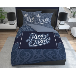 Sengesæt King & Queen Blå med romantisk ornament fra MyTrendyHome.dk