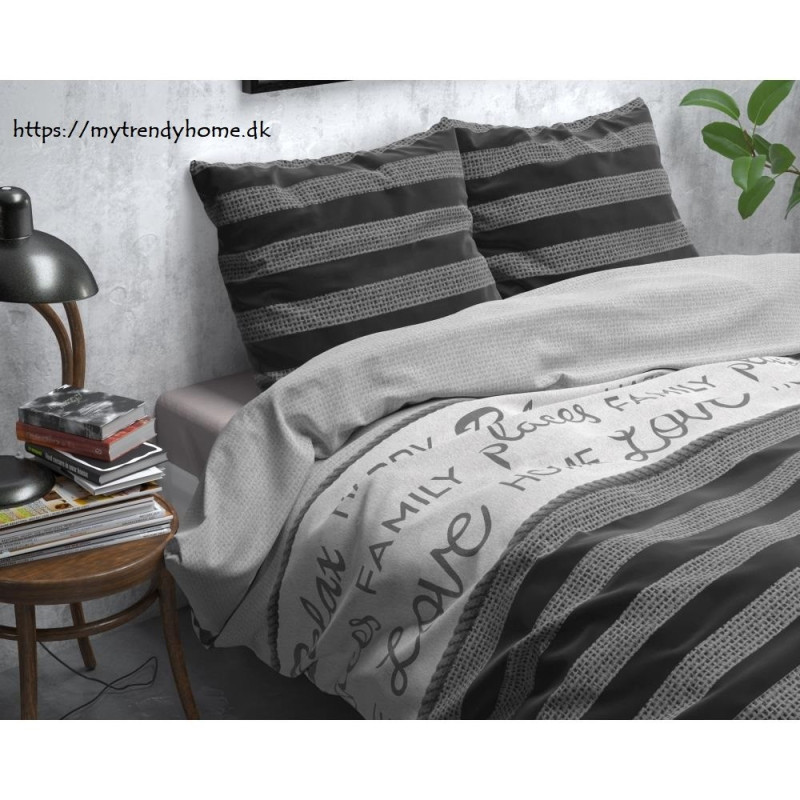 Flonel sengesæt Nina Grey med geometrisk mønster fra MyTrendyHome.dk