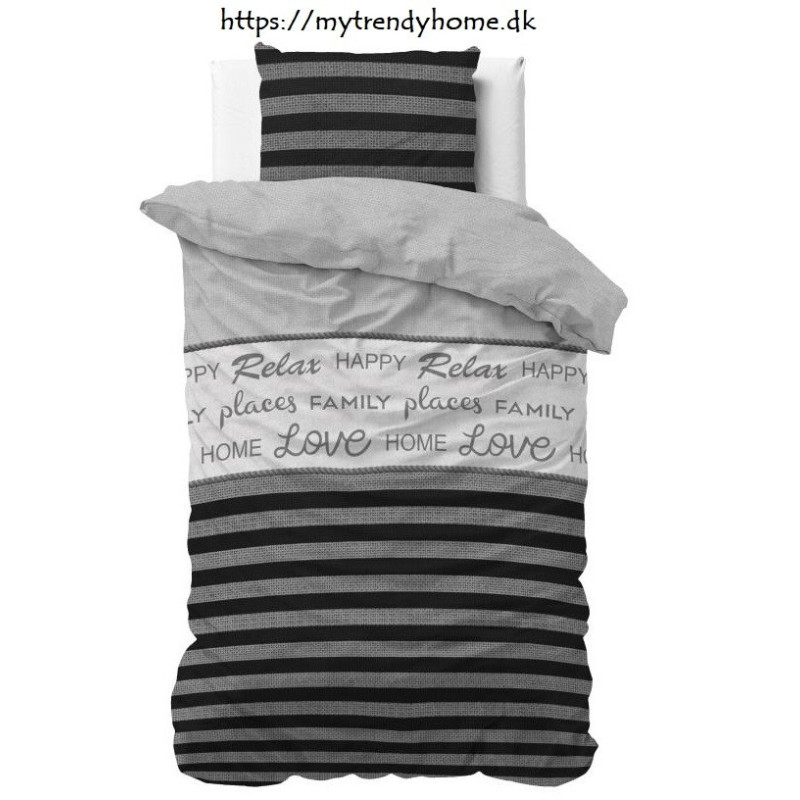Flonel sengesæt Nina Grey med geometrisk mønster fra MyTrendyHome.dk