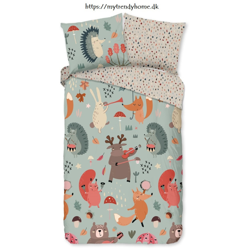Børnesengetøj Skovsang med sjov dyr fra MyTrendyHome.dk