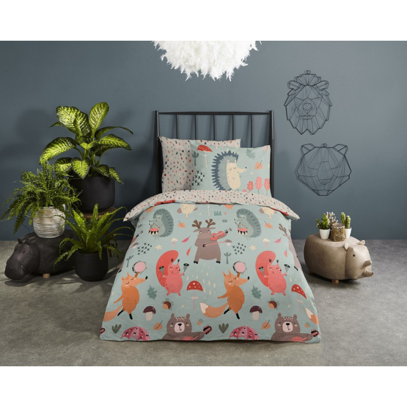 Børnesengetøj Skovsang med sjov dyr fra MyTrendyHome.dk