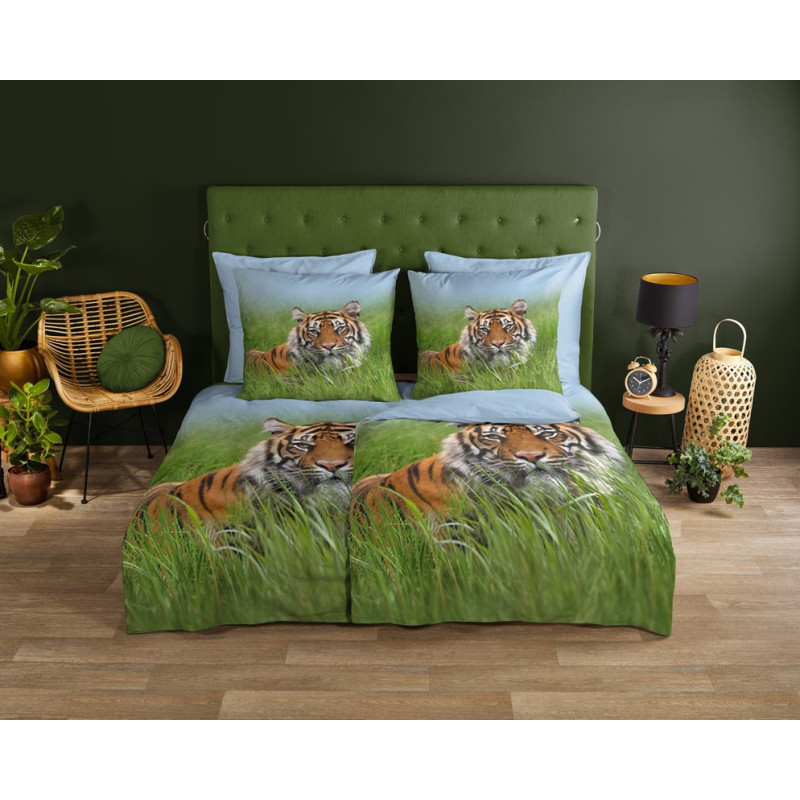 Sengesæt Tiger, Grøn i 100% bomuld fra MyTrendyHome.dk