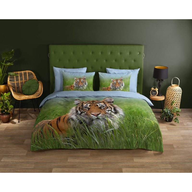 Sengesæt Tiger, Grøn i 100% bomuld fra MyTrendyHome.dk